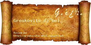Greskovits Ábel névjegykártya